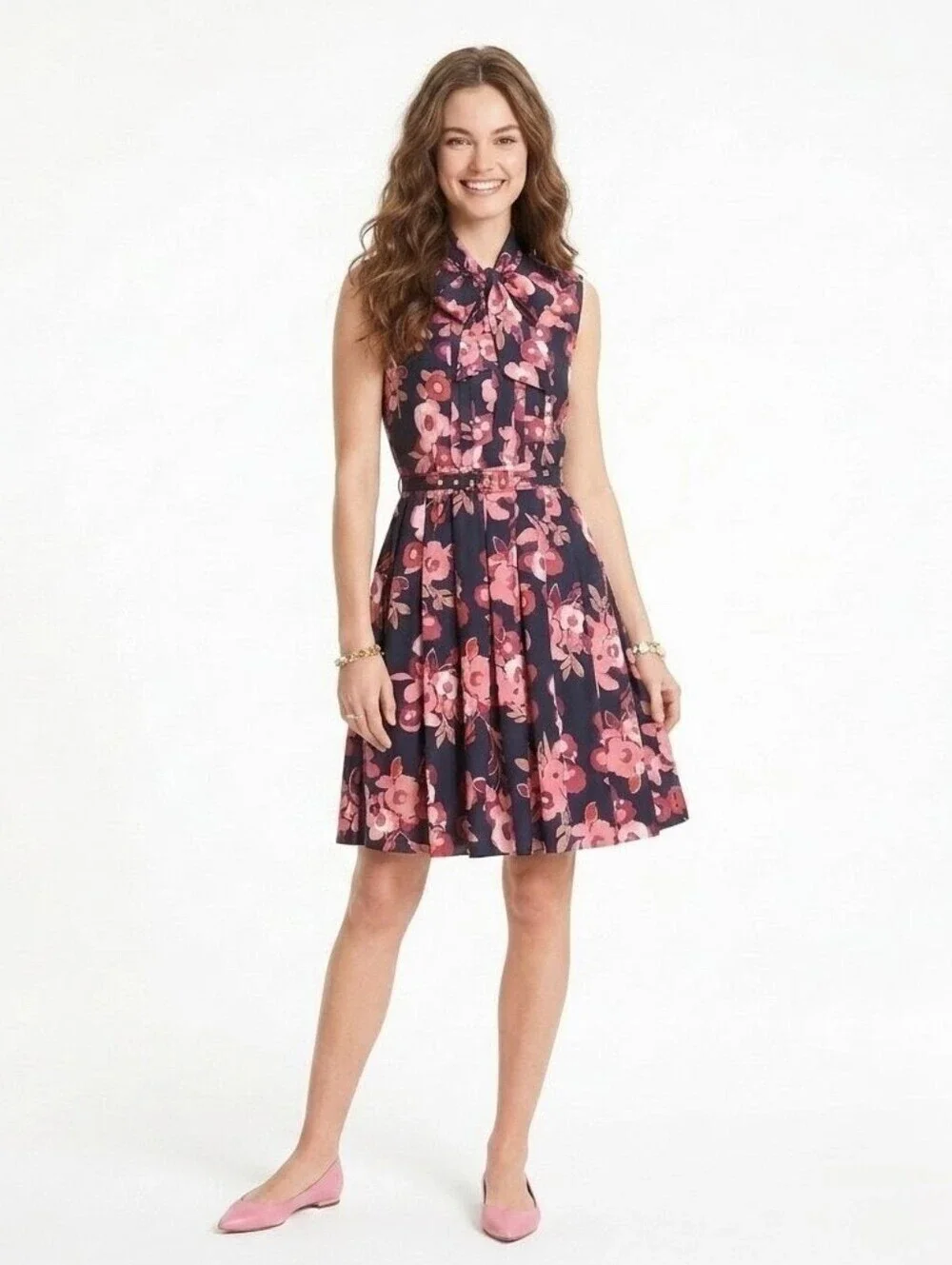 Kate Spade Shadow Buds Pleated Dress 100% Silk - Size 2